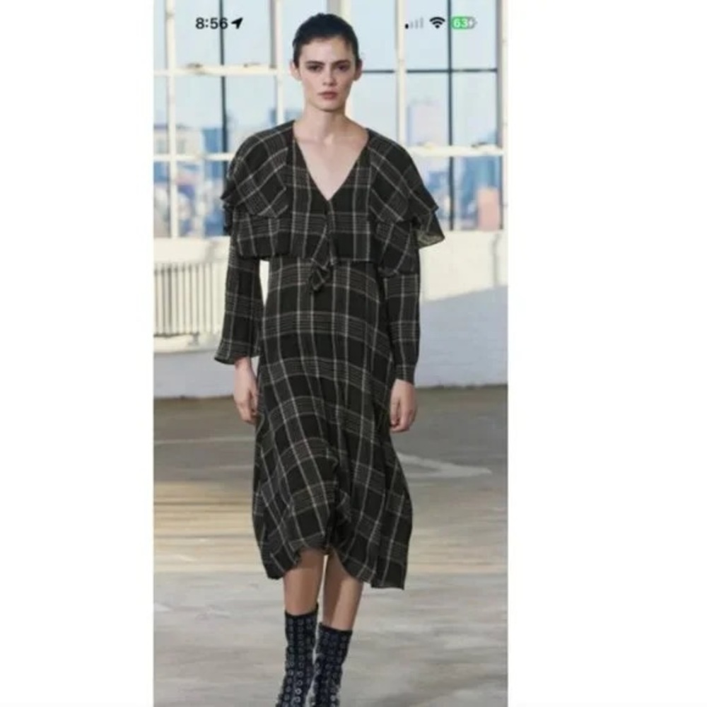Zara Plaid Ruffle midi Dress